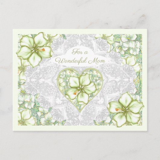 Cartes Pour Fêtes Annuelles Hibiscus & dentelle BLANC (Devant)