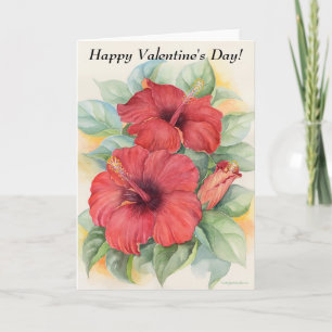 Cartes Pour Fêtes Annuelles Hibiscus floral rouge moderne Saint Valentin