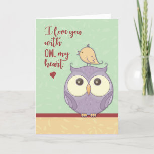 Cartes Pour Fêtes Annuelles Hibou d'amour le jour de Valentines