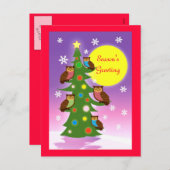 Cartes Pour Fêtes Annuelles Hibou de Noël (Devant / Derrière)