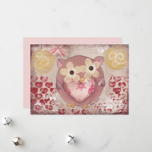 Cartes Pour Fêtes Annuelles Hibou de vacances (Devant/Arrière en situation)