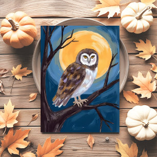 Cartes Pour Fêtes Annuelles Hibou effrayant   Pleine lune Joyeux Halloween