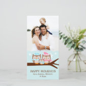 Cartes Pour Fêtes Annuelles Hiboux d'hiver Famille (Debout devant)