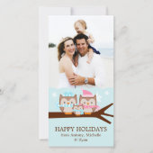 Cartes Pour Fêtes Annuelles Hiboux d'hiver Famille (Devant)