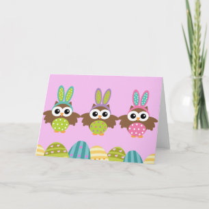 Cartes Pour Fêtes Annuelles Hiboux heureux de lapin de Pâques
