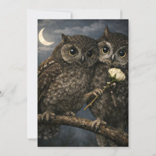 Cartes Pour Fêtes Annuelles Hiboux oiseaux d'amour drôles avec fleur de la Sai