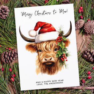 Cartes Pour Fêtes Annuelles Highland Cow Festive Farm Joyeux Noël à MOO