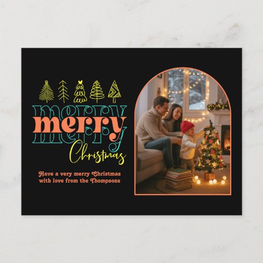 Cartes Pour Fêtes Annuelles Hip Holiday Cozy Arch Photo Joyeux Noël (Devant)