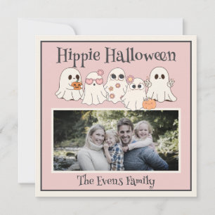 Cartes Pour Fêtes Annuelles Hippie Halloween Cute hippie Ghosts photo