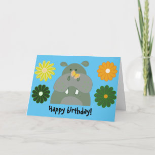 Cartes Pour Fêtes Annuelles hippo amusant papillon anniversaire