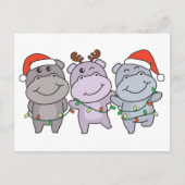 Cartes Pour Fêtes Annuelles Hippo animaux de Noël mignons hippopotames (Devant)