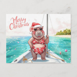 Cartes Pour Fêtes Annuelles Hippo Bikini Noël Voile