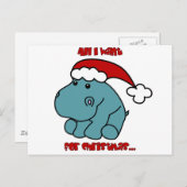 Cartes Pour Fêtes Annuelles Hippo de Noël (Devant / Derrière)
