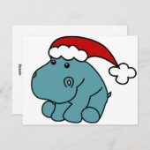 Cartes Pour Fêtes Annuelles Hippo de Noël (Devant / Derrière)