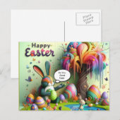 Cartes Pour Fêtes Annuelles Hippo de Pâques violet (Devant / Derrière)