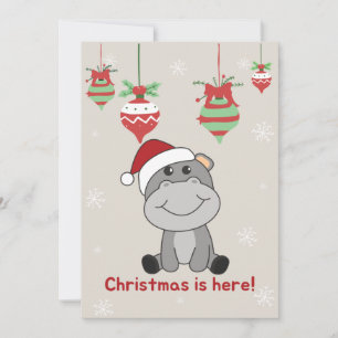 Cartes Pour Fêtes Annuelles Hippo Joyeux Noël Animaux d'Hiver Hippopotames Fêt