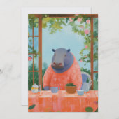 Cartes Pour Fêtes Annuelles Hippo mignon (Devant / Derrière)