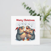 Cartes Pour Fêtes Annuelles Hippo Mignon et Rustique Chantant des Cantiques de (Debout devant)