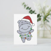 Cartes Pour Fêtes Annuelles Hippo Noël Animaux d'hiver Hippopotames (Debout devant)
