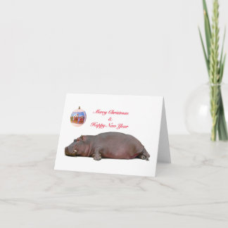 Cartes Pour Fêtes Annuelles Hippo Noël et voeux du Nouvel An
