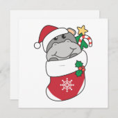 Cartes Pour Fêtes Annuelles Hippo Noël Neige hiver Animaux Hippopotames (Devant / Derrière)