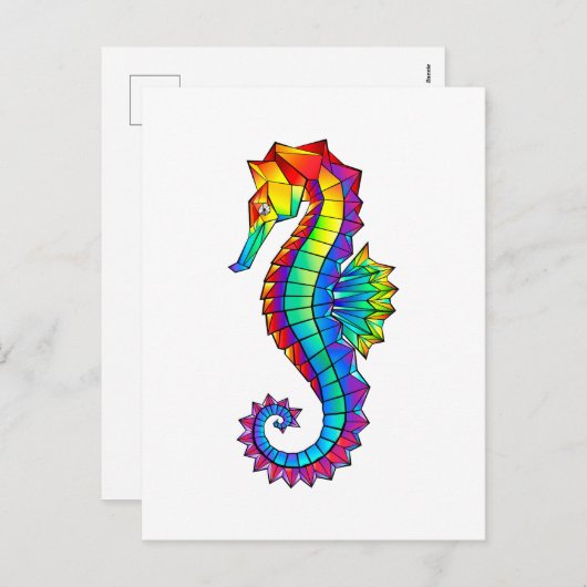 Cartes Pour Fêtes Annuelles Hippocampe polygonal arc-en-ciel (Devant / Derrière)