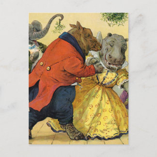 Cartes Pour Fêtes Annuelles Hippopotame et ours à la boule de Noël chez la