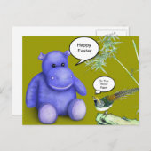 Cartes Pour Fêtes Annuelles Hippopotame pourpre de Pâques (Devant / Derrière)