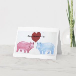Cartes Pour Fêtes Annuelles Hippopotames de Valentine