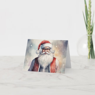 Cartes Pour Fêtes Annuelles Hipster aquarelle/Père Noël millénaire