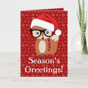 Cartes Pour Fêtes Annuelles Hipster Vacances Fox lunettes mignonne Animal Noël