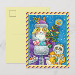 CARTES POUR FÊTES ANNUELLES HISS N'FITZ CHATS SHOPPPPING NOËL, ARBRE DE PLUIE