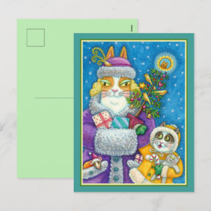 CARTES POUR FÊTES ANNUELLES HISS N'FITZ CHATS SHOPPPPING NOËL, ARBRE DE PLUIE