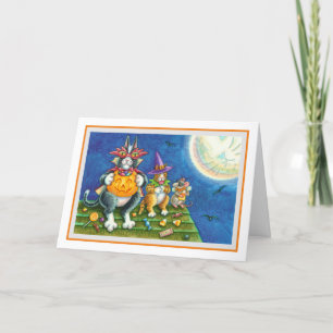 CARTES POUR FÊTES ANNUELLES HISS N'FITZ CHATS, TRICK OU TRAITER FUNNY HALLOWEE