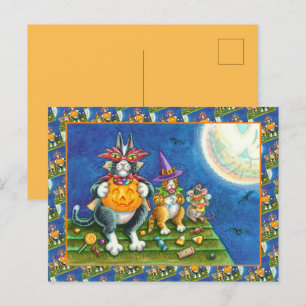 CARTES POUR FÊTES ANNUELLES HISS N'FITZ CHATS, TRICK OU TRAITER FUNNY HALLOWEE