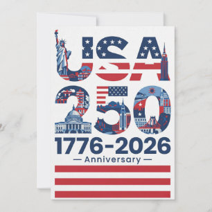 Cartes Pour Fêtes Annuelles Histoire patriotique américaine du 250e anniversai