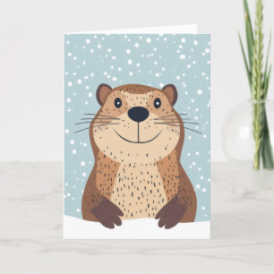 Cartes Pour Fêtes Annuelles Hiver amusant de la marmotte