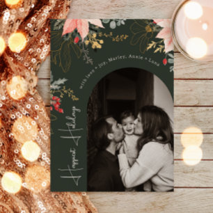 Cartes Pour Fêtes Annuelles Hiver Arc Floral Green Happest Holidays Photo