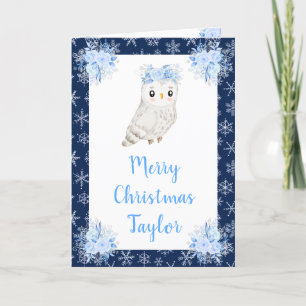 Cartes Pour Fêtes Annuelles Hiver Chouette Arctique Joyeux Noël