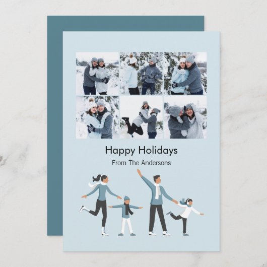 Cartes Pour Fêtes Annuelles Hiver Famille Amusement Noël 6 Photo (Devant / Derrière)