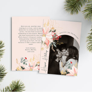 Cartes Pour Fêtes Annuelles Hiver Floral Joyeux Vacances Verticale Photo