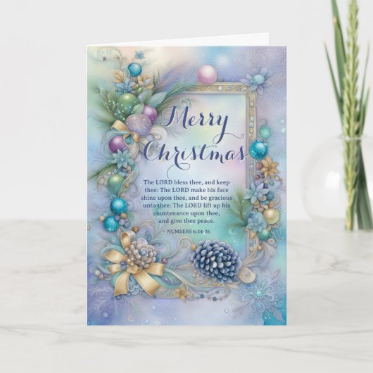 Cartes Pour Fêtes Annuelles Hiver Floral KJV Bible Verse Noël chrétien (Devant)