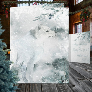 Cartes Pour Fêtes Annuelles Hiver Neige Blanc Renard Arctique Dans La Nature