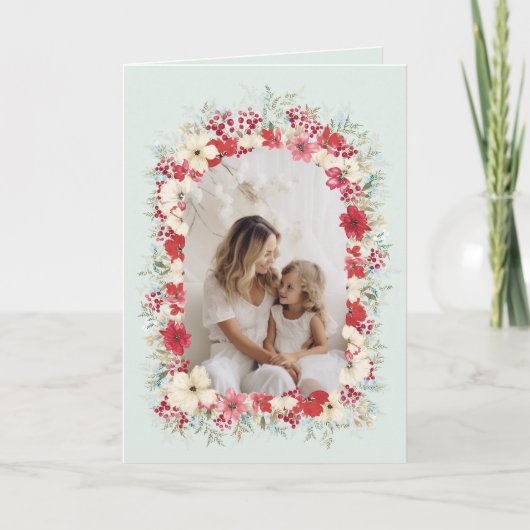 Cartes Pour Fêtes Annuelles hiver noël poinsettia arche photo (Devant)