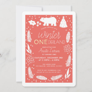 Cartes Pour Fêtes Annuelles Hiver ONE derland Ours polaire Anniversaire Invita