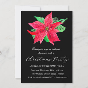 Cartes Pour Fêtes Annuelles Hiver Poinsettia fête de Noël Aquarelle