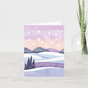 Cartes Pour Fêtes Annuelles Hiver Purple Hills Aquarelle