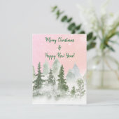 Cartes Pour Fêtes Annuelles Hiver rose ciel (Debout devant)