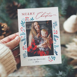 Cartes Pour Fêtes Annuelles Hiver Turquoise Feuilles Floral Berries Noël Photo<br><div class="desc">Envoyez vos salutations de la saison avec cette "Winter Floral Pine Feuilles Joyeux Noël Photo Holiday Card". (1) Pour plus de personnalisation, cliquez sur le lien "customiser plus loin" et utilisez notre outil de conception pour modifier ce modèle. (2) Si vous préférez les papiers plus épais / Finition mat, vous...</div>