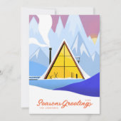 Cartes Pour Fêtes Annuelles Hiver Un Cadre Chalet De Ski Retro (Devant)